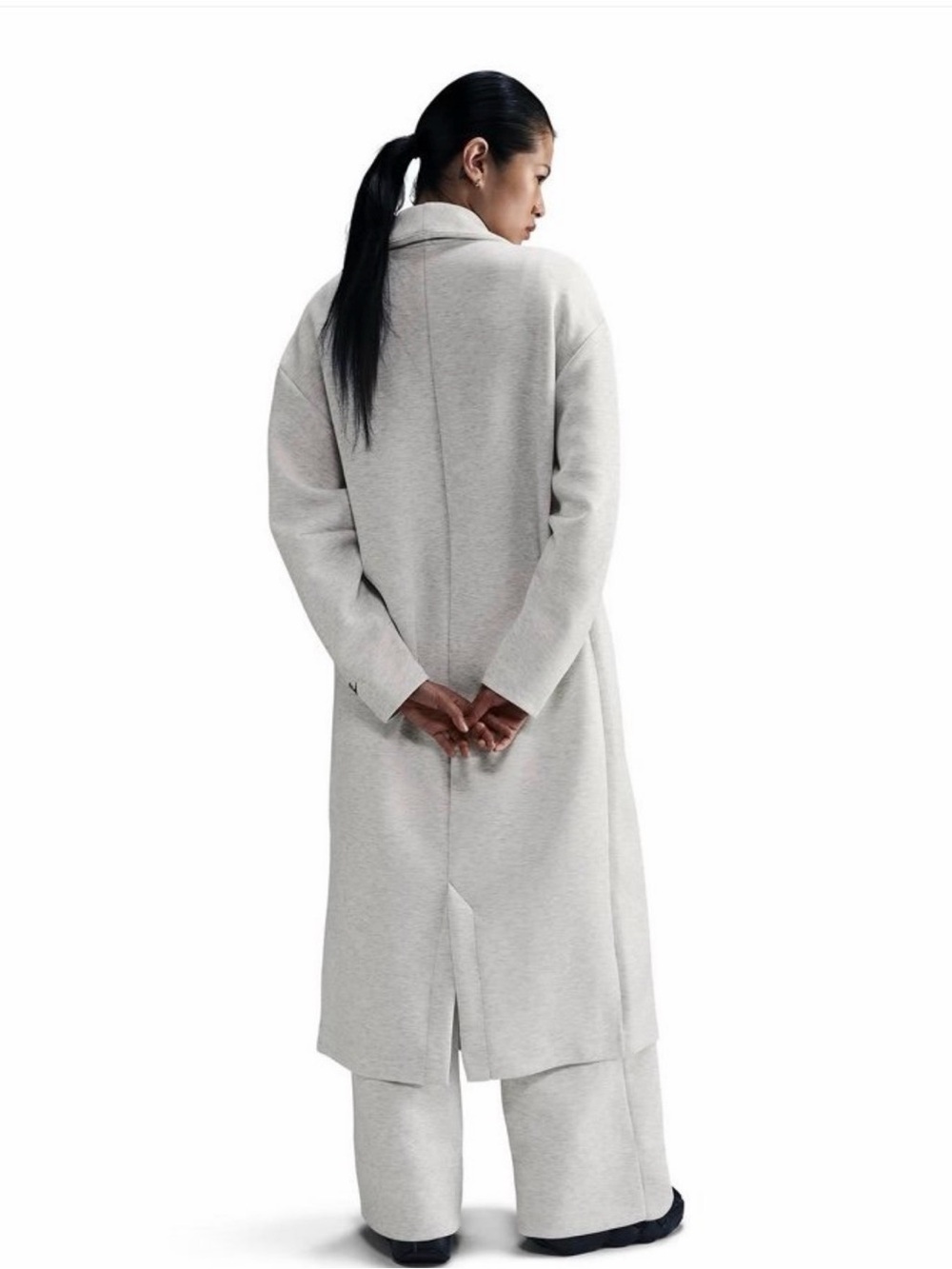 Nike long open-front coat in light gray. Size M - Picture 4 of 4